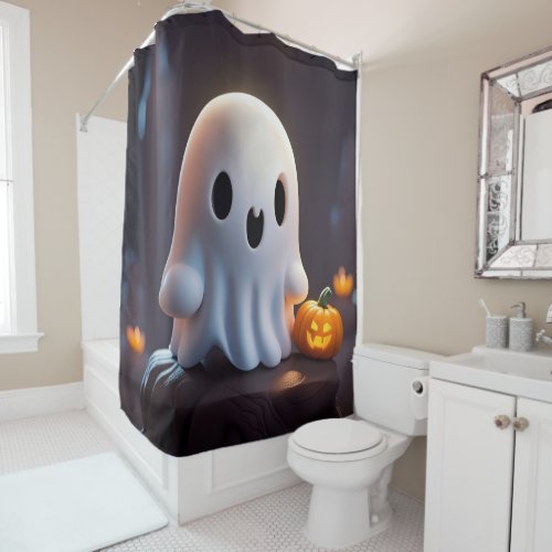 Baby Ghost Creepy Cute Halloween Character Shower Curtain