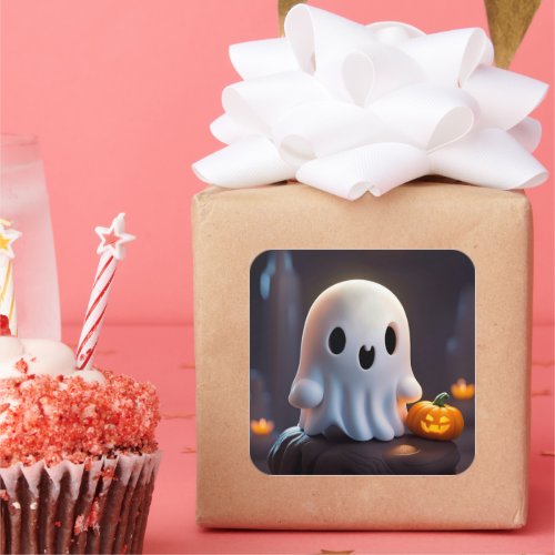 Baby Ghost Creepy Cute Halloween Character Square Sticker