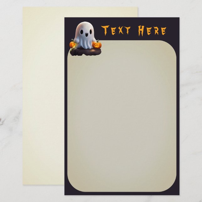 Baby Ghost Creepy Cute Halloween Character Stationery (Front/Back)