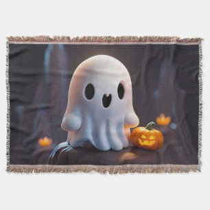 Baby Ghost Creepy Cute Halloween Character Throw Blanket