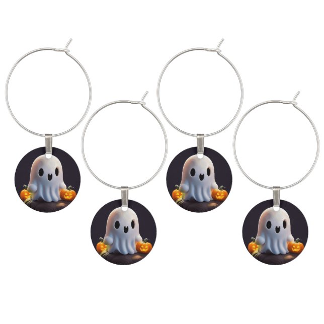 Baby Ghost Creepy Cute Halloween Character Wine Charm (Staggered)