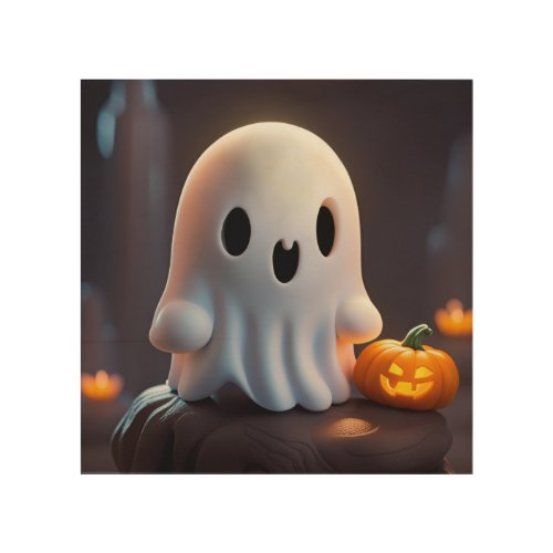 Baby Ghost Creepy Cute Halloween Character Wood Wall Art