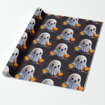 Baby Ghost Creepy Cute Halloween Character Wrapping Paper