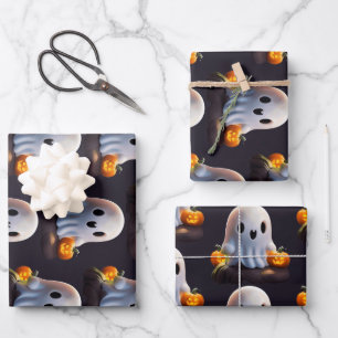 Baby Ghost Creepy Cute Halloween Character Wrapping Paper Sheets