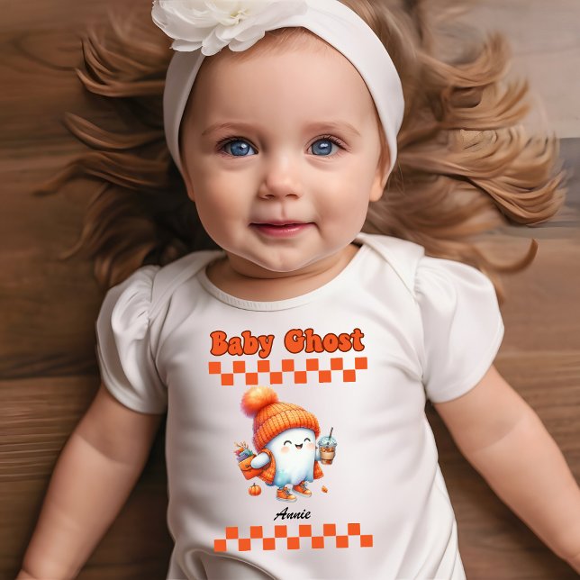 Baby Ghost Personalized Name Halloween Gift Design Bodysuit (Creator Uploaded)