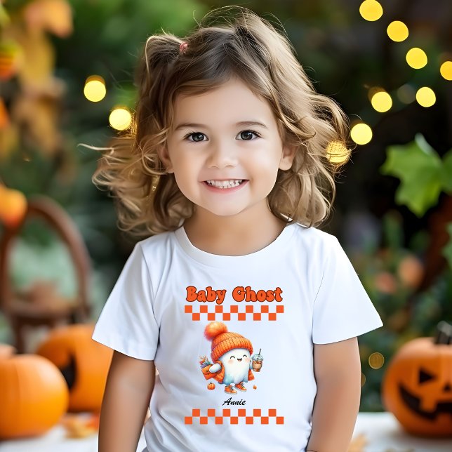 Baby Ghost Personalized Name Halloween Gift Design T-Shirt (Creator Uploaded)