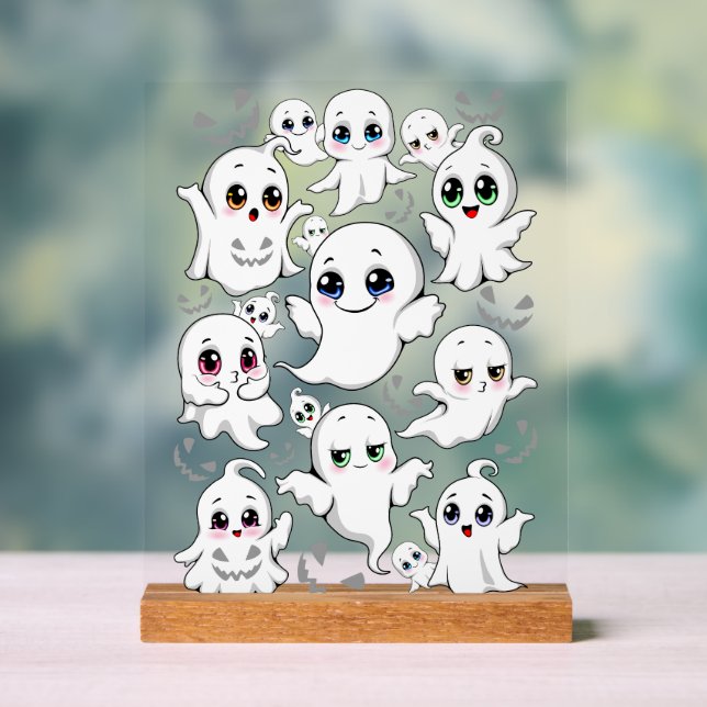 Baby Ghosts Spooky Cute Halloween Mood Acrylic Sign (Neutral)