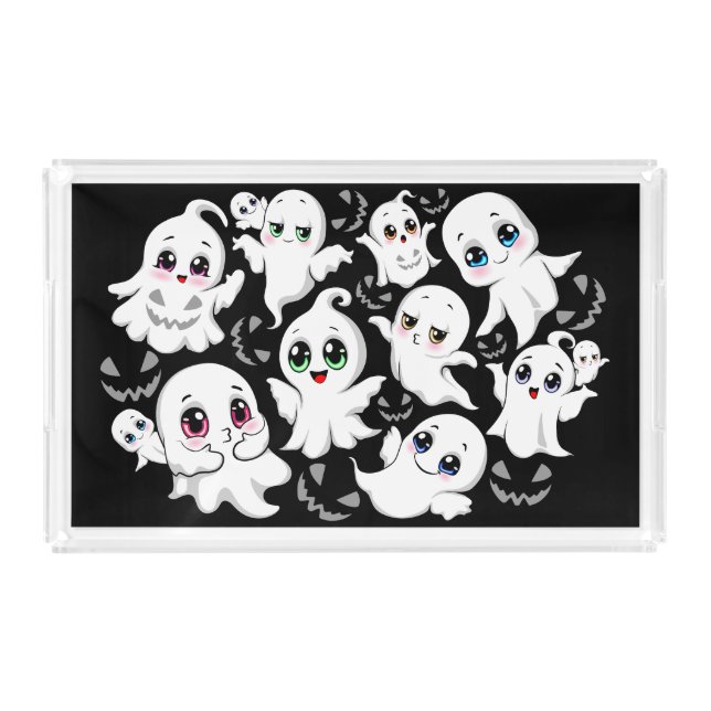 Baby Ghosts Spooky Cute Halloween Mood Acrylic Tray (Front)