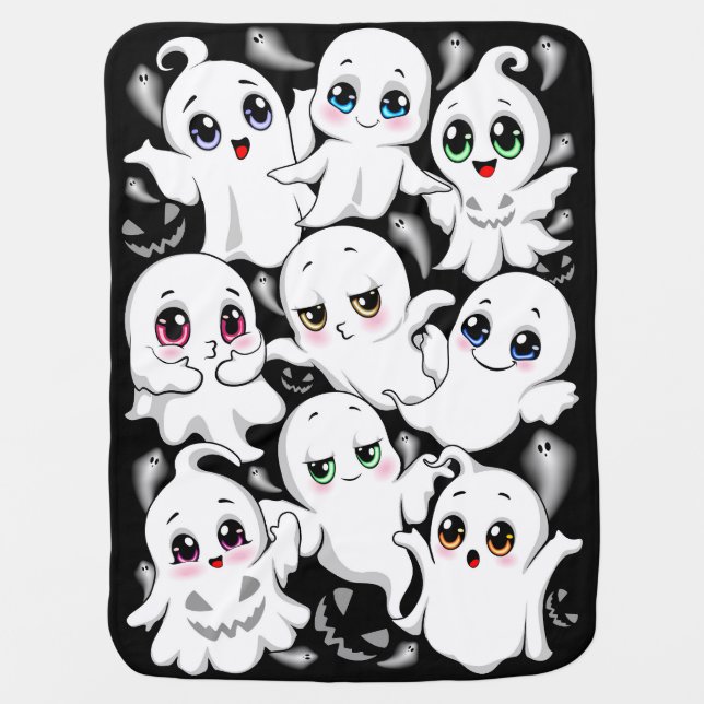 Baby Ghosts Spooky Cute Halloween Mood Baby Blanket (Front)