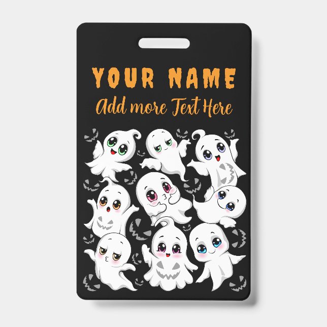 Baby Ghosts Spooky Cute Halloween Mood Badge (Front)