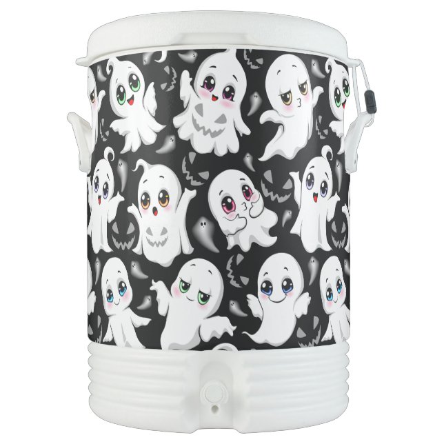 Baby Ghosts Spooky Cute Halloween Mood Beverage Cooler (Front)
