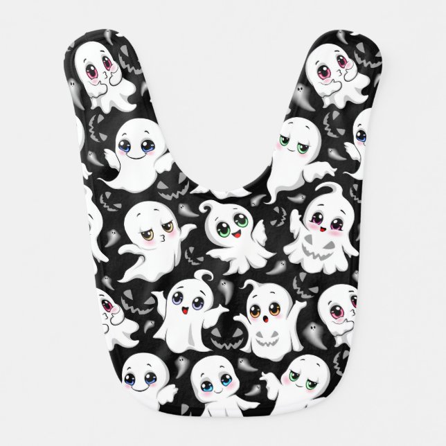 Baby Ghosts Spooky Cute Halloween Mood Bib (Front)