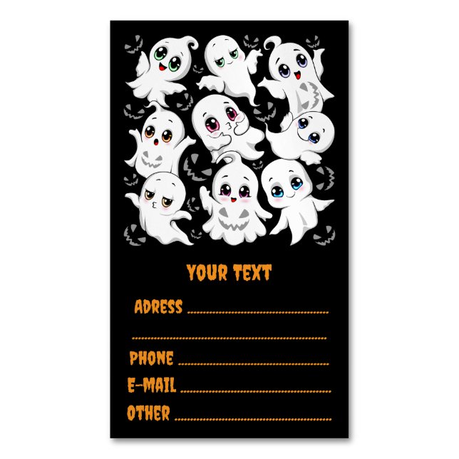 Baby Ghosts Spooky Cute Halloween Mood Business Card Magnet (Front Vertical)