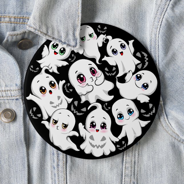 Baby Ghosts Spooky Cute Halloween Mood Button (In Situ)