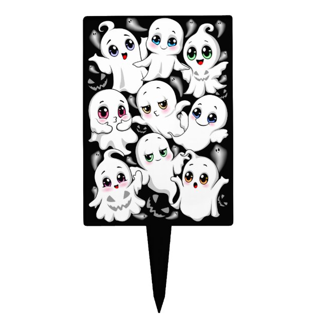 Baby Ghosts Spooky Cute Halloween Mood Cake Topper (Front)