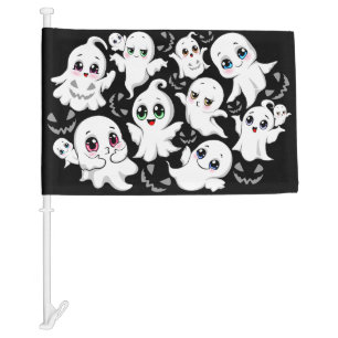 Baby Ghosts Spooky Cute Halloween Mood Car Flag