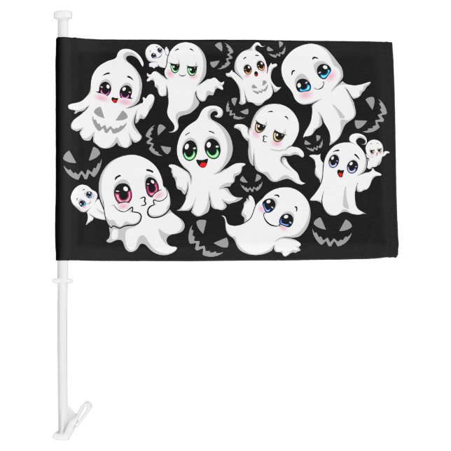 Baby Ghosts Spooky Cute Halloween Mood Car Flag (Front)