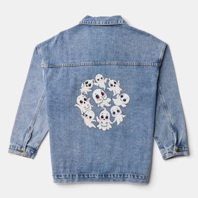 Baby Ghosts Spooky Cute Halloween Mood Denim Jacket (Back)
