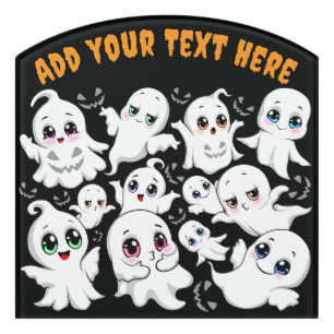 Baby Ghosts Spooky Cute Halloween Mood Door Sign
