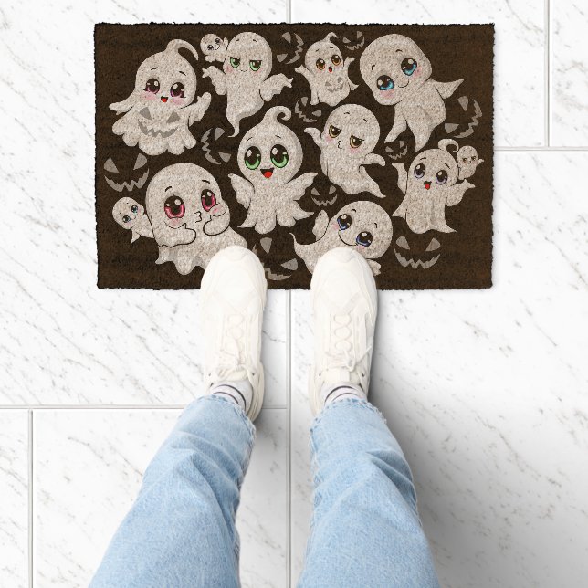 Baby Ghosts Spooky Cute Halloween Mood Fiber Doormat (Insitu)