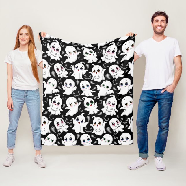 Baby Ghosts Spooky Cute Halloween Mood Fleece Blanket (In Situ)