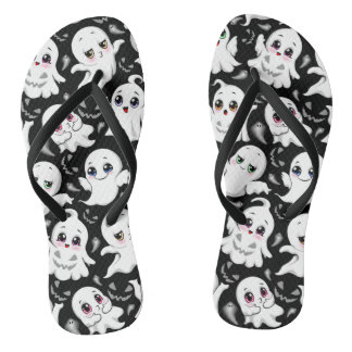 Baby Ghosts Spooky Cute Halloween Mood Flip Flops