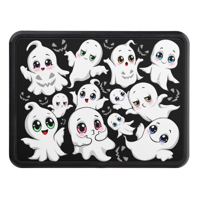 Baby Ghosts Spooky Cute Halloween Mood Hitch Cover (Front)