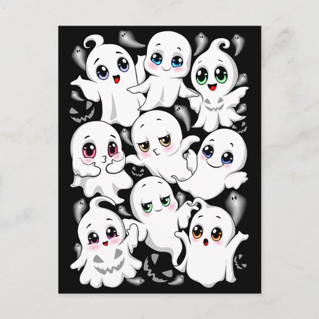Baby Ghosts Spooky Cute Halloween Mood Holiday Postcard (Front)