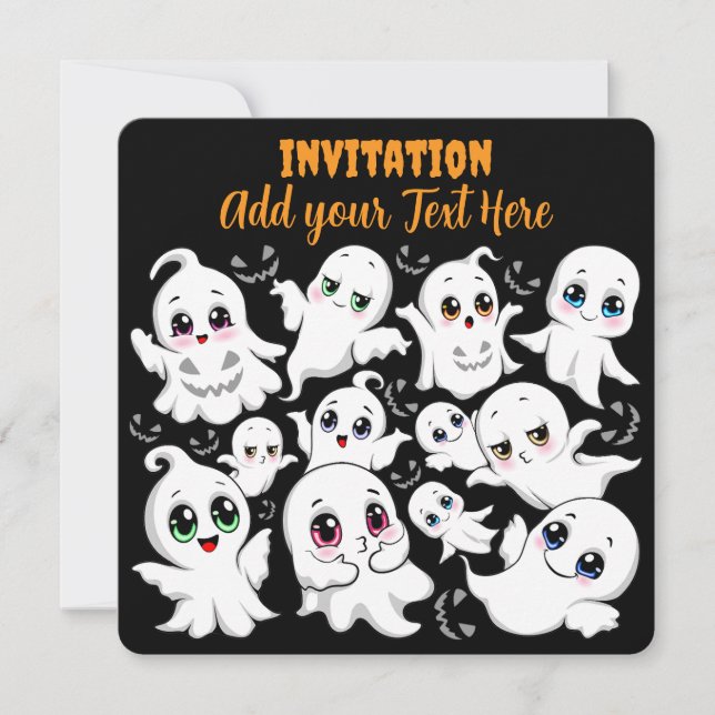 Baby Ghosts Spooky Cute Halloween Mood Invitation (Front)