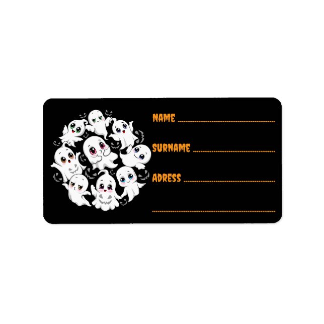 Baby Ghosts Spooky Cute Halloween Mood Label (Front)