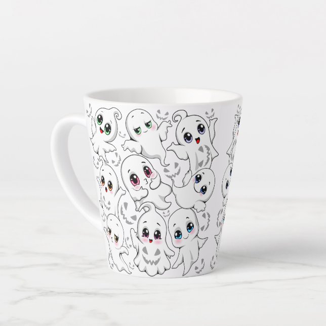 Baby Ghosts Spooky Cute Halloween Mood Latte Mug (Left Angle)