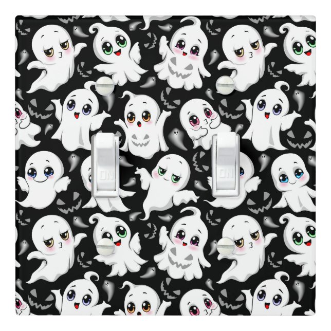 Baby Ghosts Spooky Cute Halloween Mood Light Switch Cover (In Situ)