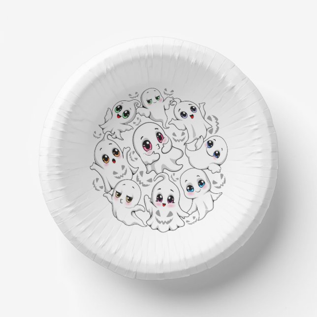 Baby Ghosts Spooky Cute Halloween Mood Paper Bowls (Front)