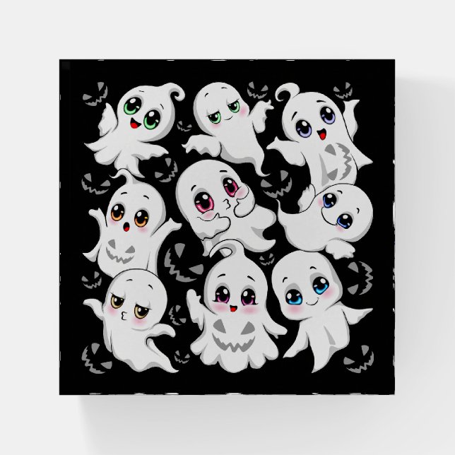 Baby Ghosts Spooky Cute Halloween Mood Paperweight (Front)