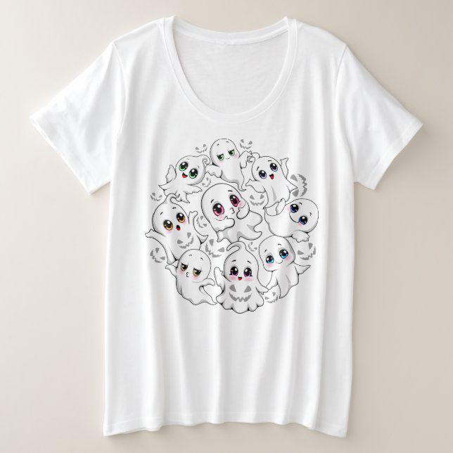Baby Ghosts Spooky Cute Halloween Mood Plus Size T-Shirt (Design Front)
