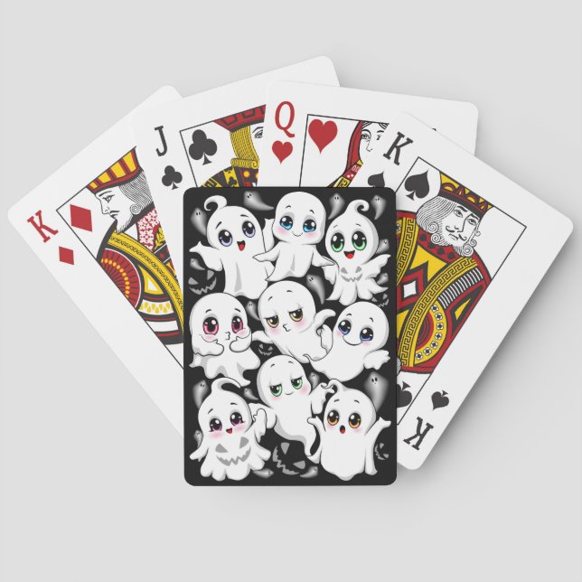 Baby Ghosts Spooky Cute Halloween Mood Poker Cards (Back)