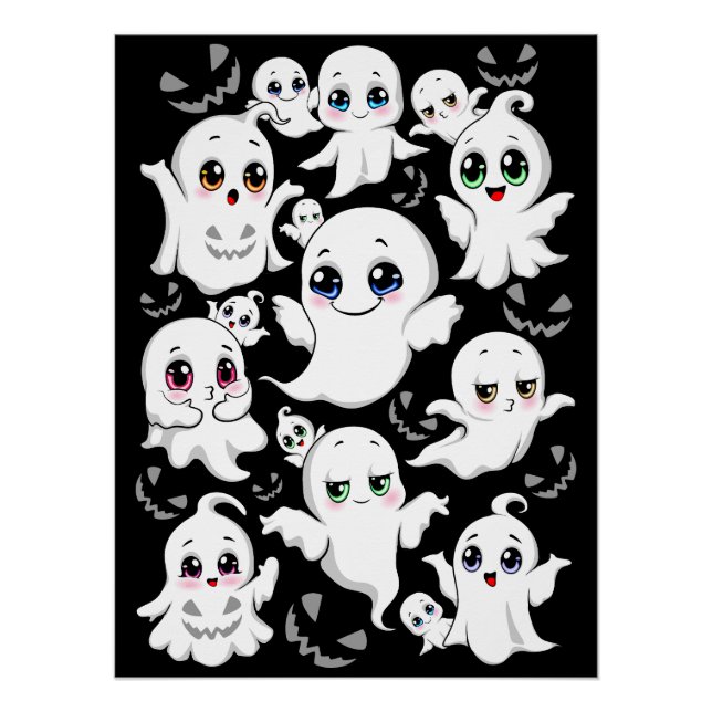Baby Ghosts Spooky Cute Halloween Mood Poster (Front)