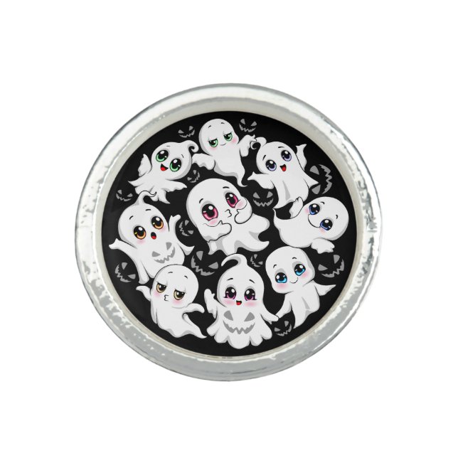 Baby Ghosts Spooky Cute Halloween Mood Ring (Front)