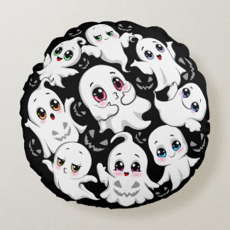 Baby Ghosts Spooky Cute Halloween Mood Round Pillow