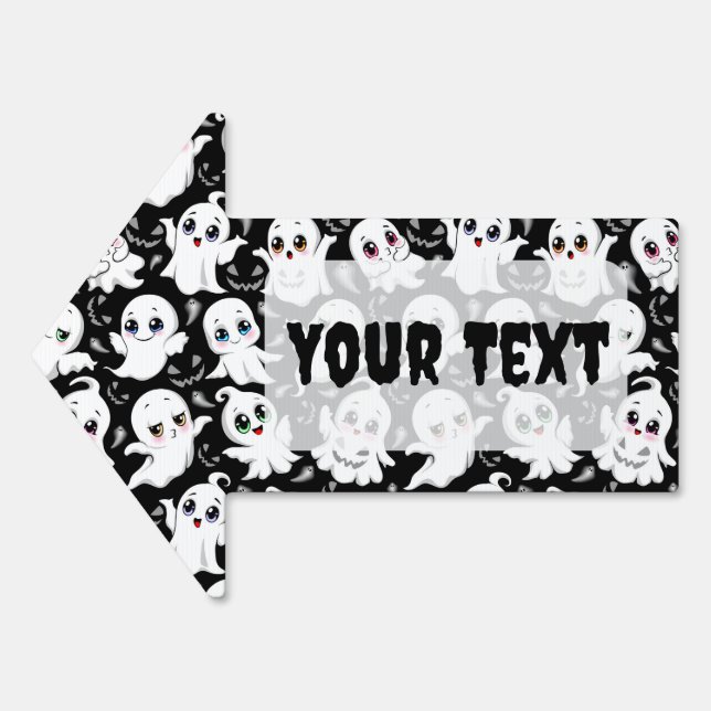 Baby Ghosts Spooky Cute Halloween Mood Sign (Front)