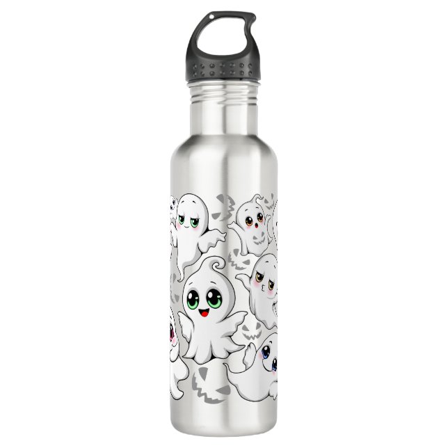 Baby Ghosts Spooky Cute Halloween Mood Stainless Steel Water Bottle (Front)