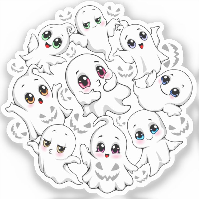 Baby Ghosts Spooky Cute Halloween Mood Sticker (Front)