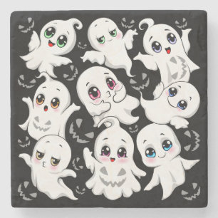 Baby Ghosts Spooky Cute Halloween Mood Stone Coaster