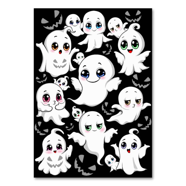 Baby Ghosts Spooky Cute Halloween Mood Table Number (Front)