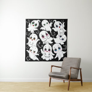 Baby Ghosts Spooky Cute Halloween Mood Tapestry