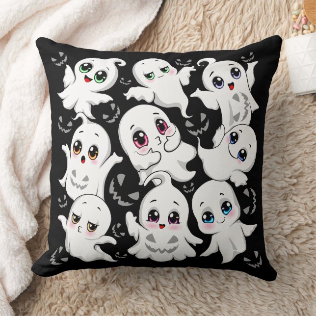 Baby Ghosts Spooky Cute Halloween Mood Throw Pillow (Blanket)
