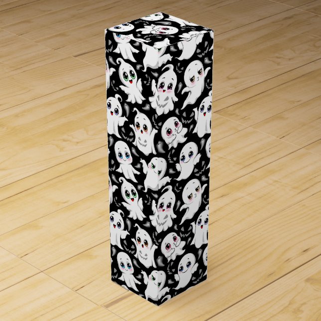 Baby Ghosts Spooky Cute Halloween Mood Wine Box (Front)