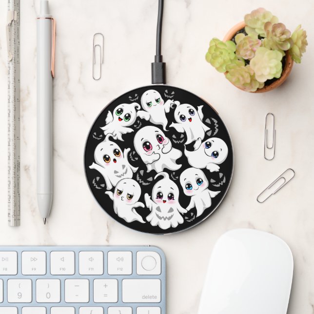 Baby Ghosts Spooky Cute Halloween Mood Wireless Charger (Desk)