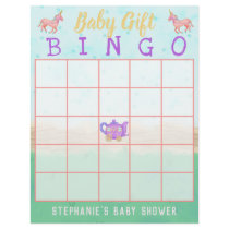 Baby Gift Bingo Cute Unicorn Tea Party Shower Flyer