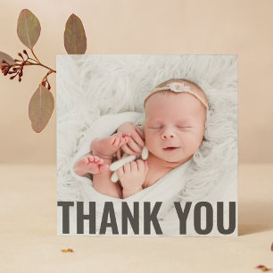Baby Gift Modern Thank You Newborn Baby Shower Card
